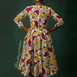 AFRICAN PRINT DRESS, Ankara Dress, Beautiful Floral Aesthetic Dupe Cotton African Fabric Long Sleeve Dress, African Wax Print Dress Gifts image 3