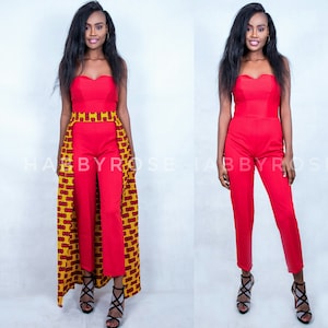 Helen African Jumpsuit with detachable skirt // African romper, African playsuit, African jumpsuit, Jumpsuit, African fabric, African print,
