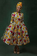 AFRICAN PRINT DRESS, Ankara Dress, Beautiful Floral Aesthetic Dupe Cotton African Fabric Long Sleeve Dress, African Wax Print Dress Gifts product logo