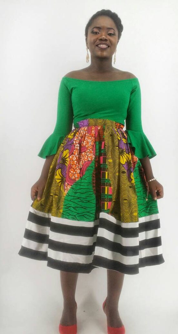 AFRICAN MIDI SKIRT Personalized Gifts for Women Clothing Peasant