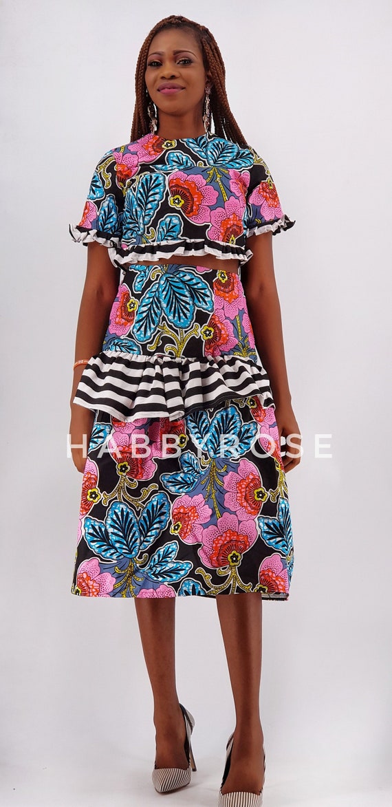 african print two piece dresses