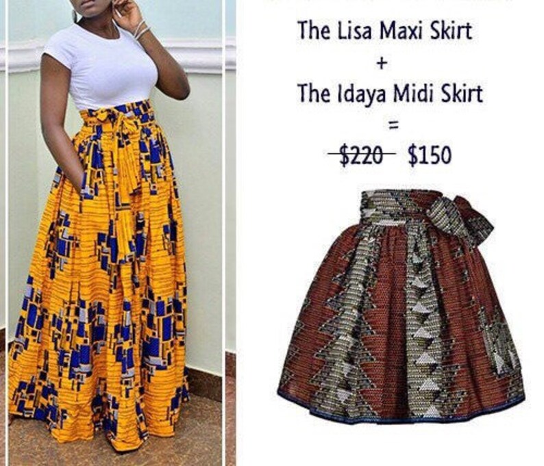 African Print Midi and Maxi Skirt Bundle African maxi skirt Etsy