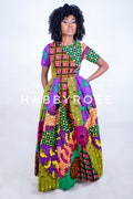 ANKARA MAXI DRESS, Off Shoulder Dress, Romantic African Print Ankara Suitable Cotton Cute African somto Maxi With Pockets Dress For Women product logo
