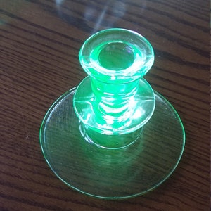 Uranium Glass Single Candlestick Holder