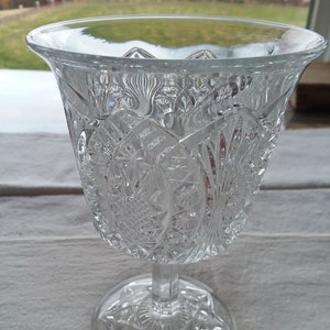 Glass Goblet - Arrowhead in Oval - Antique EAPG Beaded Oval in Fan #2 - Jefferson Glass Co. Toronto