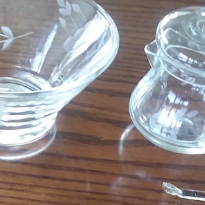 Princess House Heritage Pattern - Small Vase, Nut Bowl, Honey Holder & Spoon - 5 Pieces