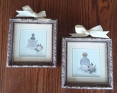 Vintage Set of 2 Wanda Lee Framed Prints Perfume Bottles