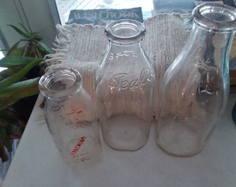 Satz Von 6 Antike Milch Flaschen Quart Grosse Sortiment Von Etsy