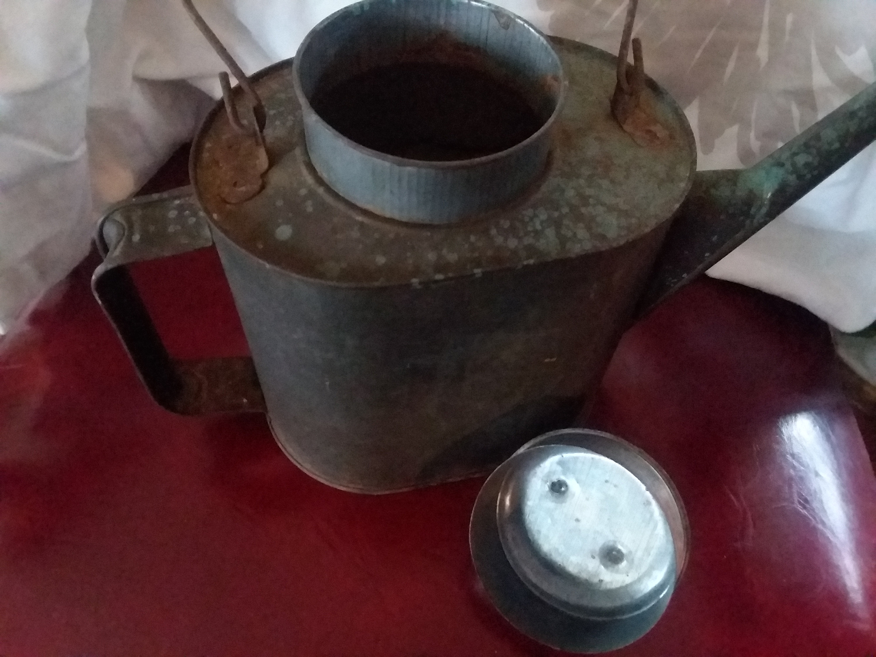 Primitive Handmade Soldered Tin Tea Kettle W/bail Handle Etsy