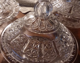Adams & Co. Cottage Glass aka Dinner Bell Covered Glass Butter Dish