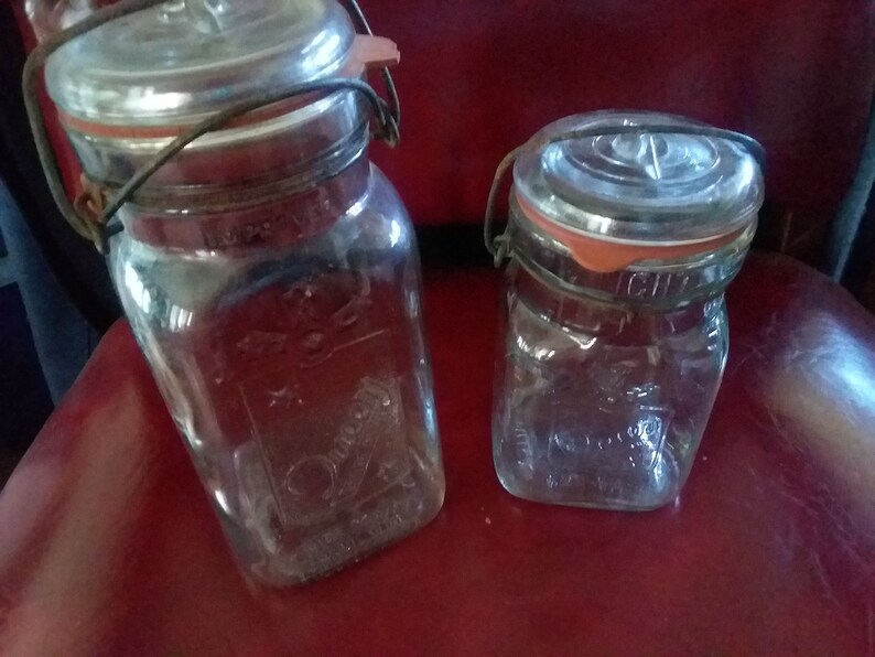 Antique Embossed Queen Canning Jar Quart & Pint Jars Etsy