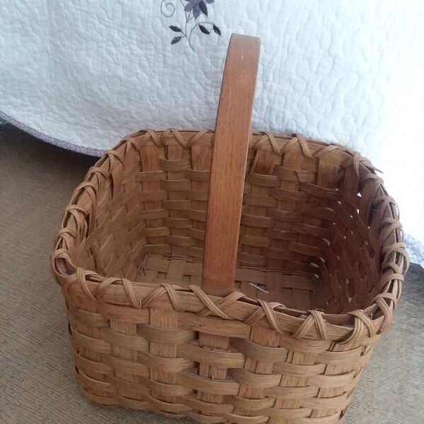 Woven Basket With Handle Etsy