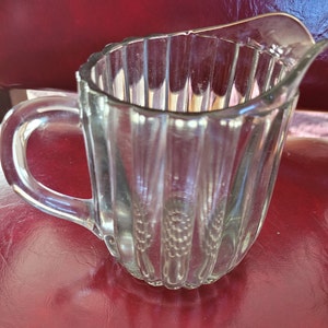 Jeanette Glass Juice/Milk Pitcher w/Hobnail Base - 20 Fl Oz