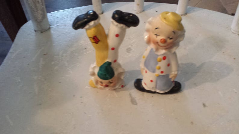 Vintage Napco Japan Reversible HappySad Clown Salt and Pepper Shakers