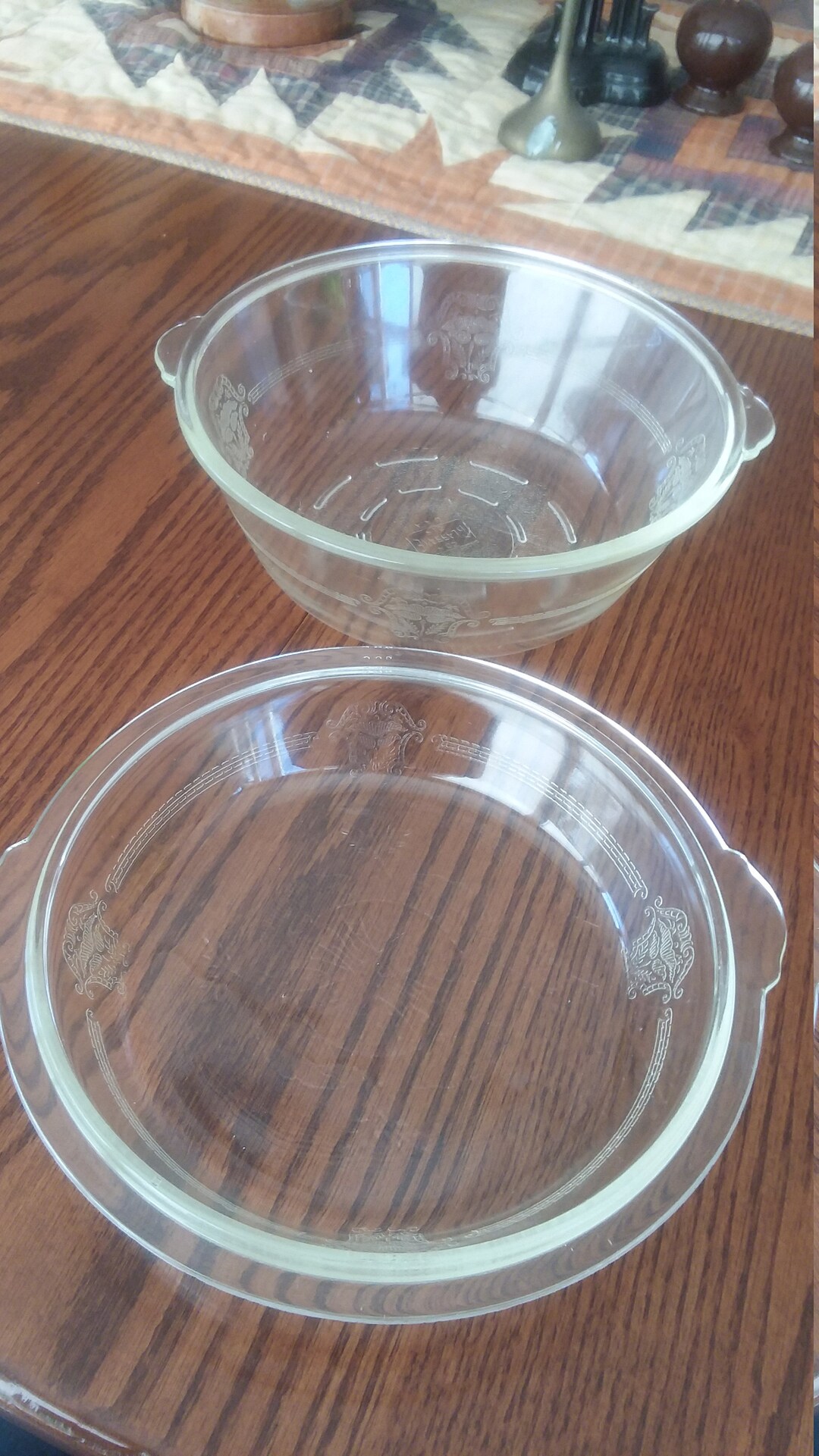 Glasbake Clear Glass Covered Casserole W/pie Plate Lid 216 USA Etsy