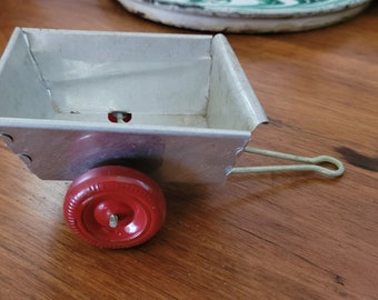 Pressed Metal Toy Cart w/Red Wheels