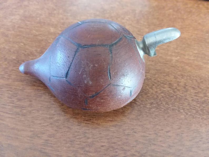 Vintage Turtle Shaped Wood Bottle Opener