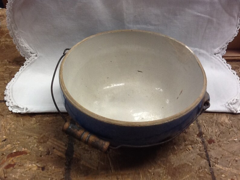 Vintage Stoneware Crock Bowl with Bail Handle Etsy