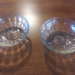 Two Clear Glass Starburst Base Bowls
