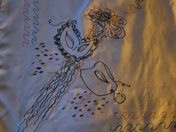 Hand Painted Mardi Gras Silk Scarf - Signed - image 2