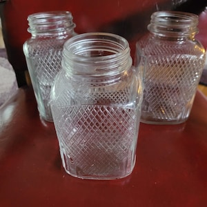 Owens Illinois Art Deco Design Glass Canisters - Set of 3- No Lids
