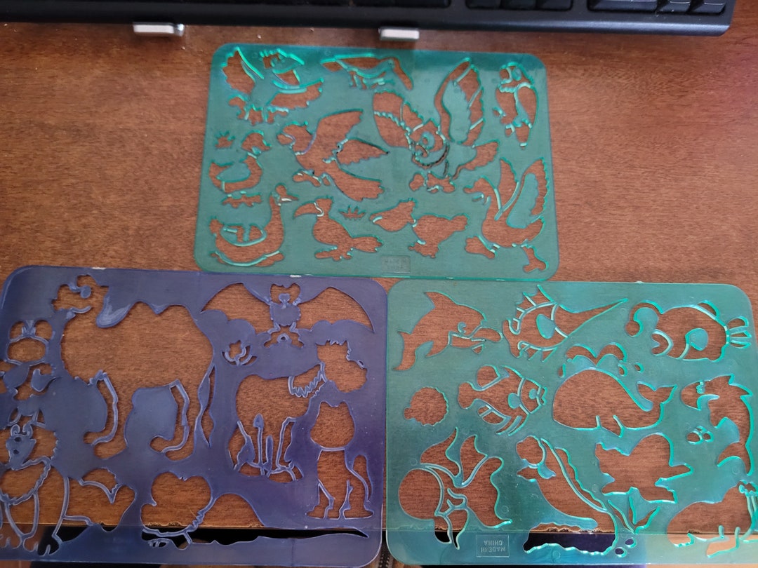 Plastic Stencil Sheets Children s Set Of 3 Etsy plastic-stencil-sheets-children-s-set-of-3-etsy