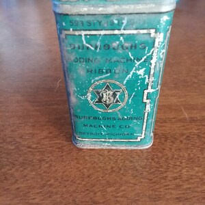 Vintage Green Square Burroughs Adding Machine Ribbon Storage Tin Box Vintage Green Square Burroughs Adding Machine Ribbon Storage Tin Box