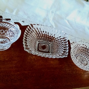 3 Pressed Glass Bowls