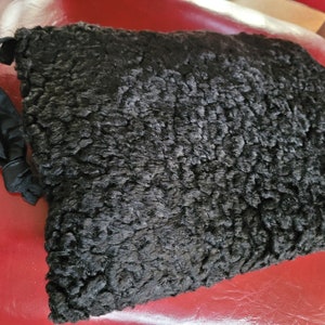 Muff/Purse - Black Curly Lamb