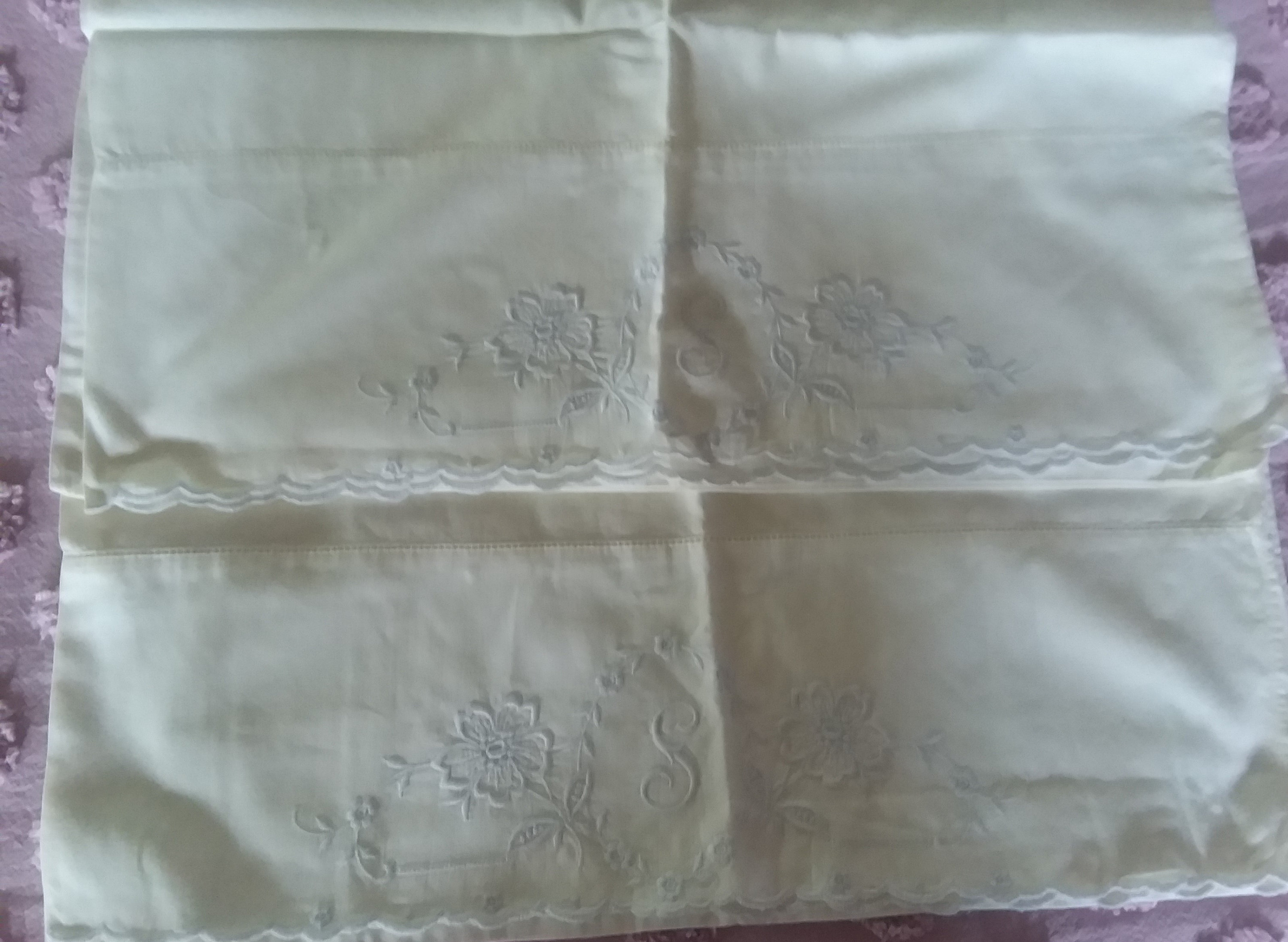 machine embroidered pillowcases