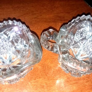NuCut Crystal Heavy Geometric Cut Glass Cream and Open Sugar