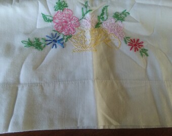 Hand Embroidered Floral Design Pillow Case