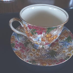 Royal Winton Grimwades Chintz Footed Demitasse Tea Cup/Saucer