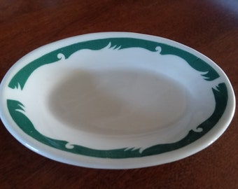Homer Laughlin Best China White & Green Oval Small Plate