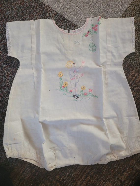 Embroidered Antique Toddler Romper