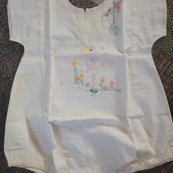 Embroidered Antique Toddler Romper