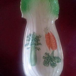 Relish Dish - Celery/Carrot Motif Hand Painted