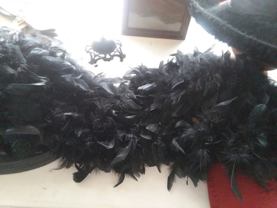 Long Black Feather Vintage Boa