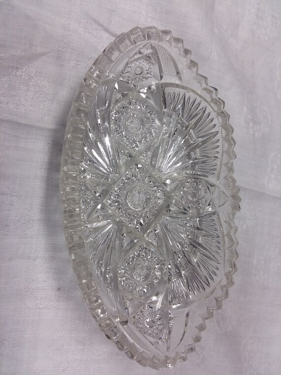 Dining & Serving Home & Living Brilliant Cut Glass Oval Serving Relish