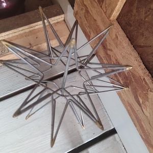 3 D Silver Star w/Gold Tips Tree Topper - Vintage