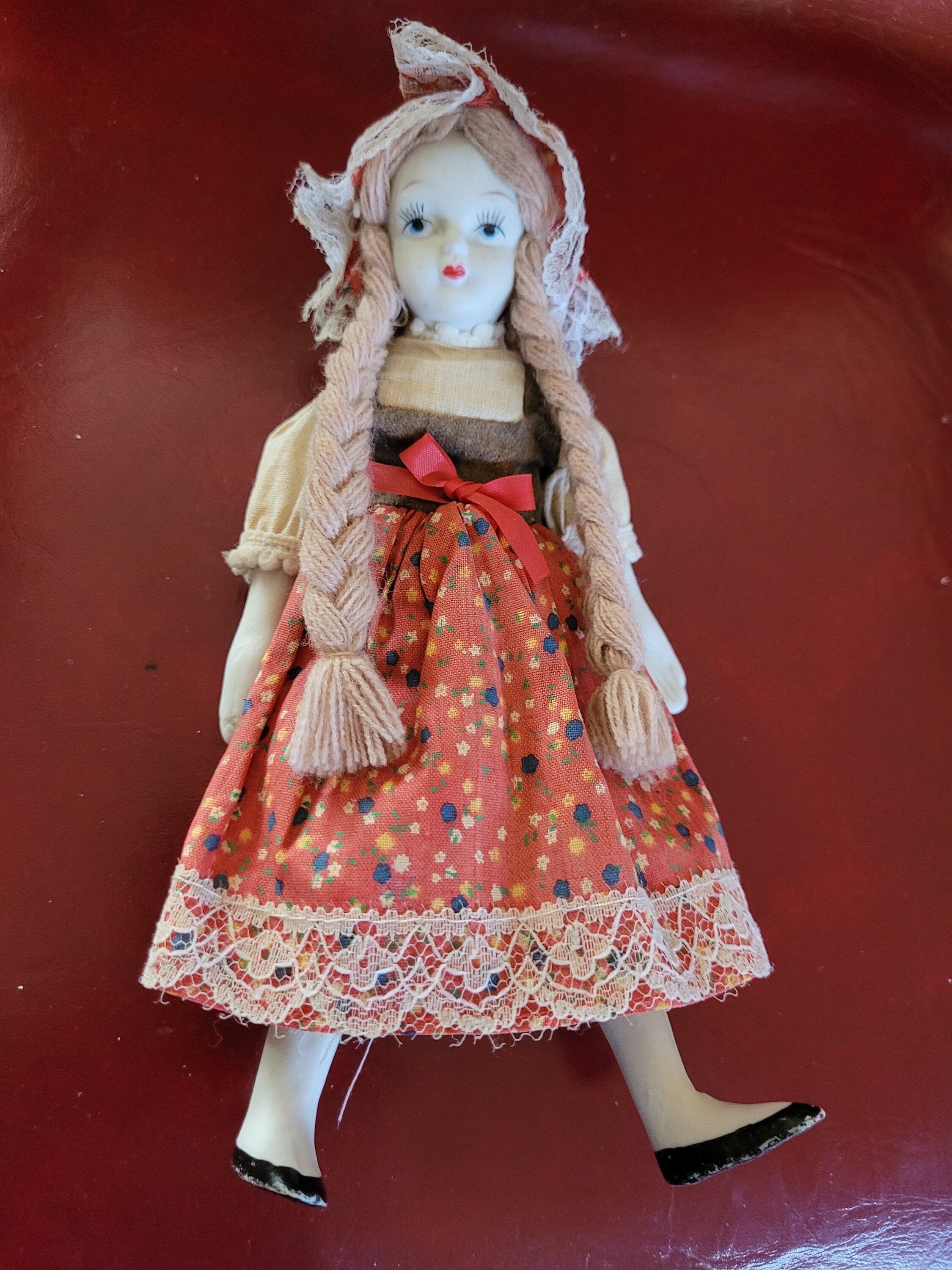 Cloth Doll W/porcelain Head, Hands, Feet - Vintage - Small Doll - Etsy