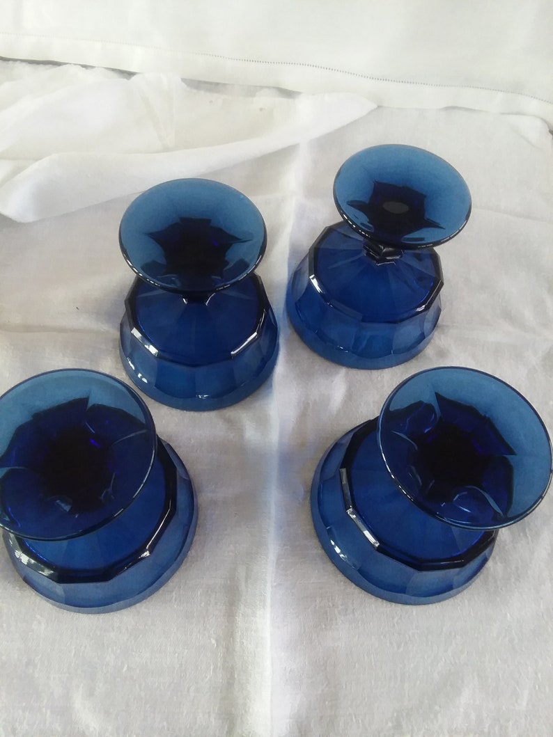 Vintage Cobalt Blue Sherbert/dessert Footed Bowls Etsy