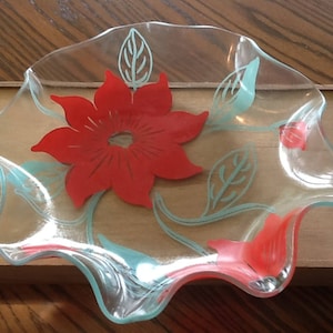 Floral Bowl - Retro Glass Low Bowl