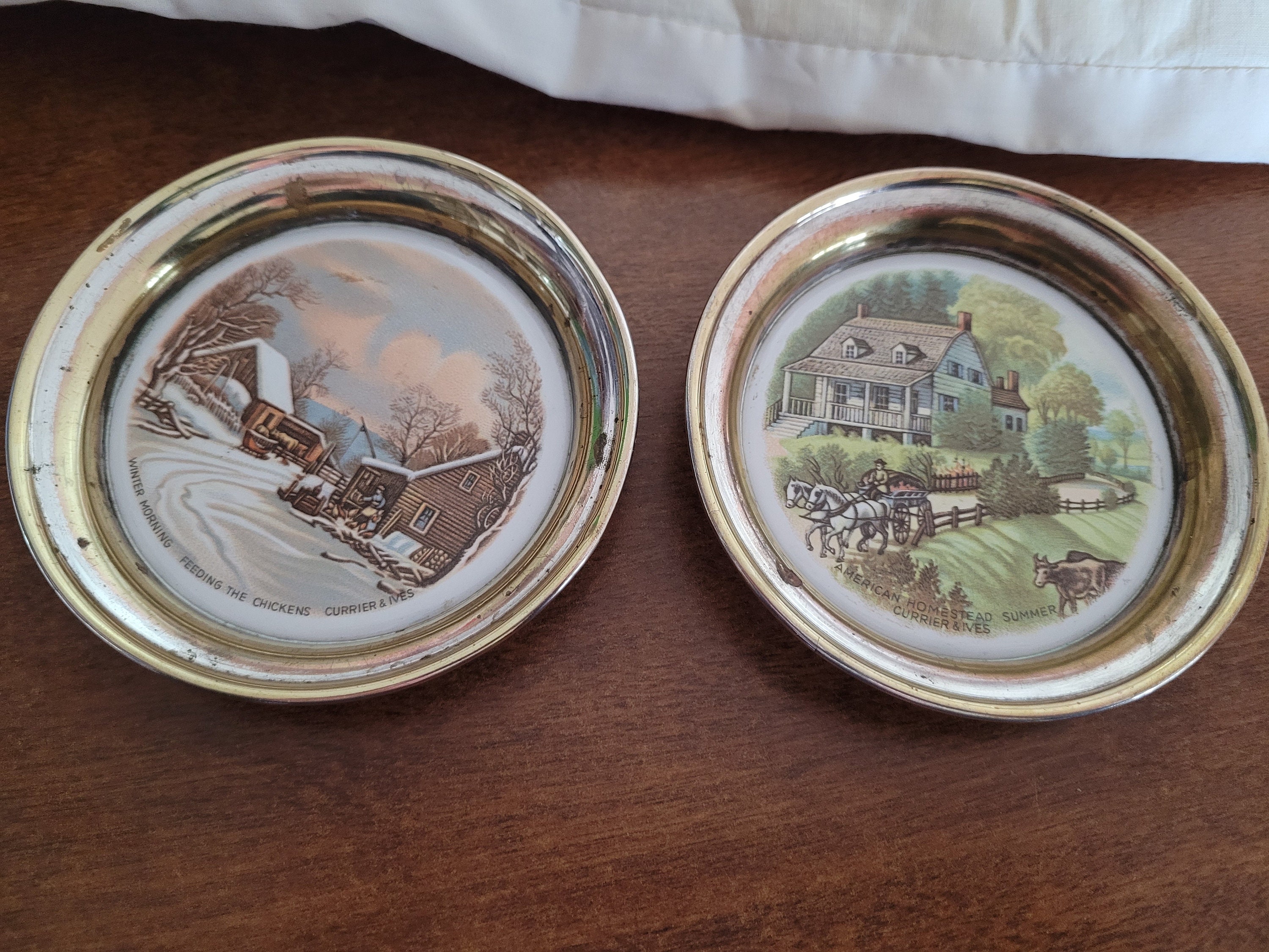 Ensemble de 4 assiettes vintage American Homestead Currier & Ives 6-1/4 Four Seasons - France