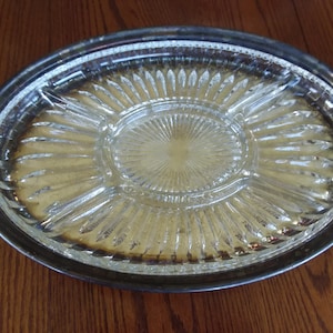 Snack Dish/Relish Dish w/Silver Plated Footed Stand - Vintage Clear Glass Divided