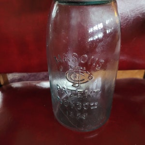Mason CJ Patent Nov 30th 1858 1/2 Gallon Canning Jar w/Zinc Lid