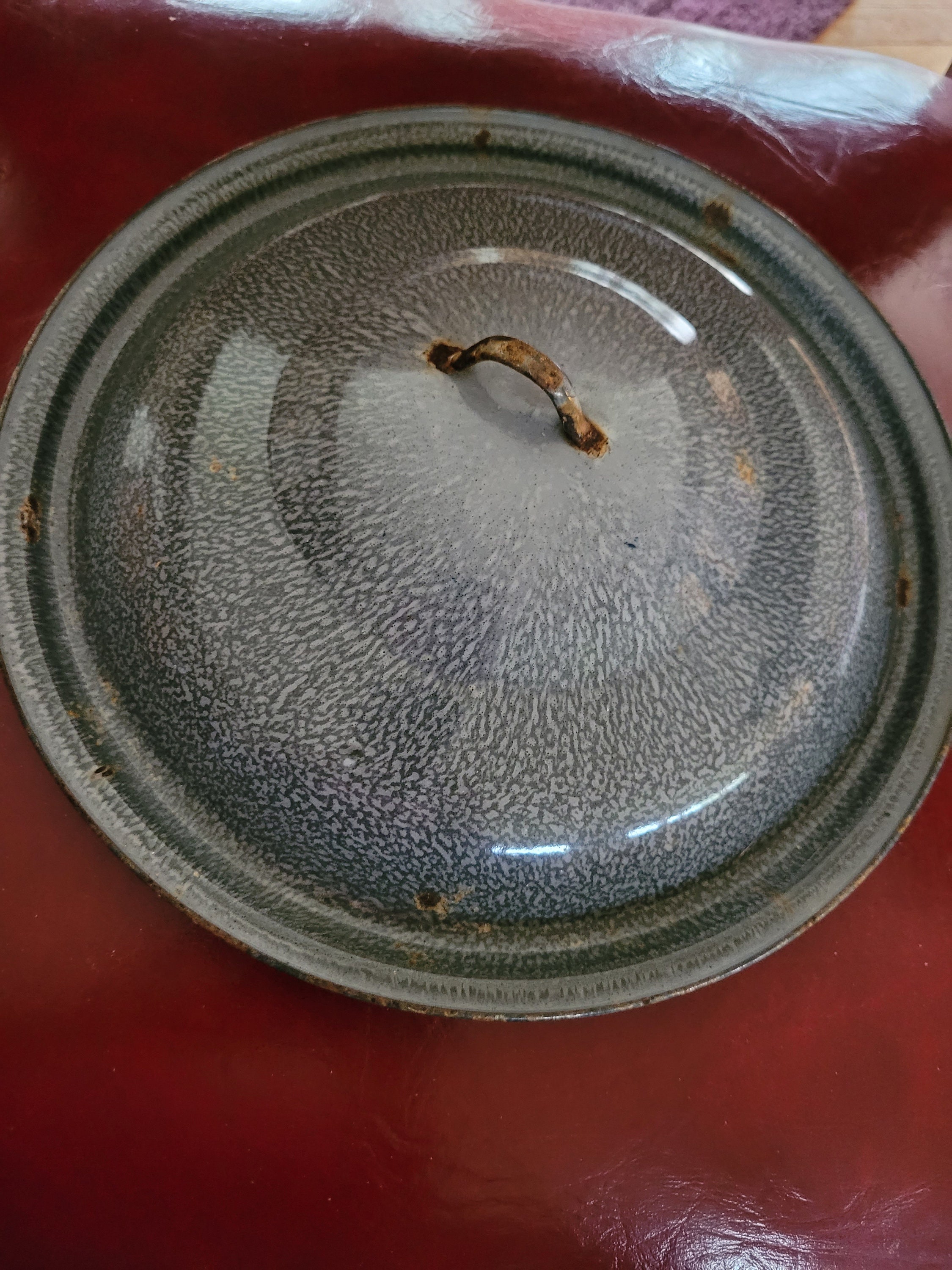Grey Speckled Graniteware Lid - 10 1/2"