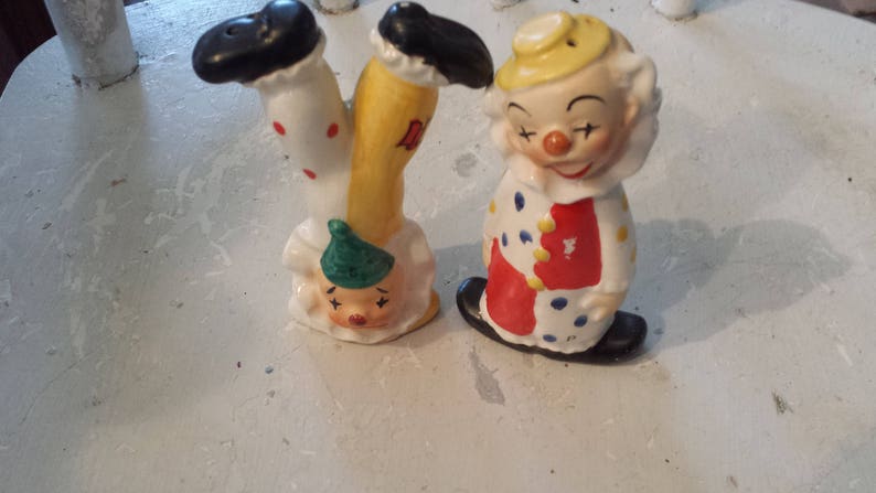Vintage Napco Japan Reversible HappySad Clown Salt and Pepper Shakers