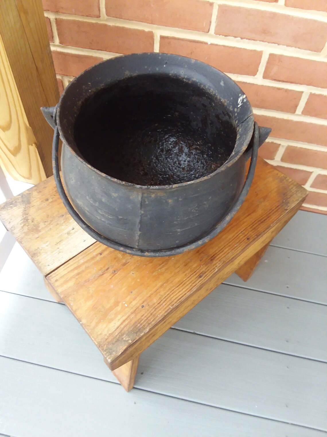 Black Cast Iron Gypsy Pot/Cauldron/Bean Pot Primitive Etsy