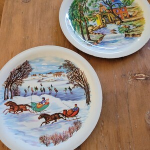 Decorative Plates - Winter Scene & Grist Mill - Set of 2